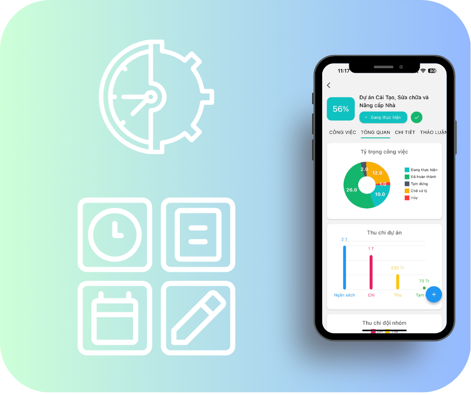overview Project manager in doWork app